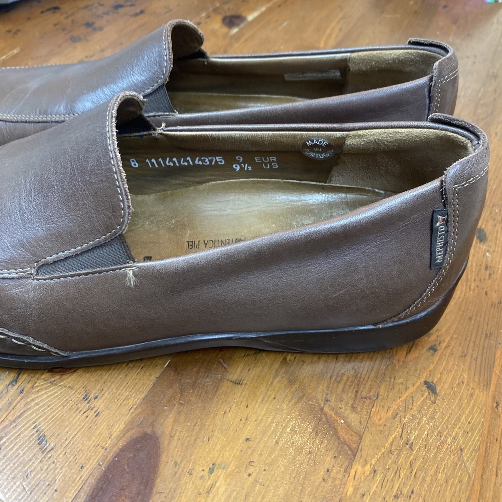 Mephisto Slip on Loafers Driving Shoes Men's 9.5 Cool-Air Brown Leather Moccasin - Picture 2 of 10